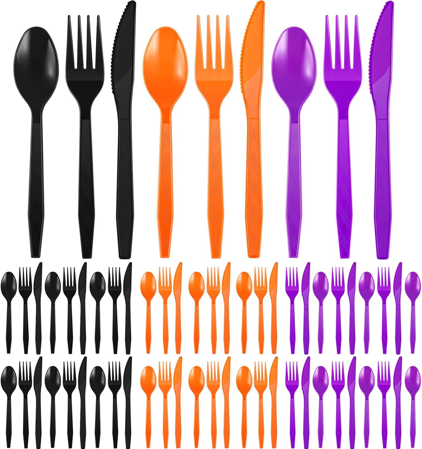 Juego de 540 cubiertos de plástico para Halloween, tenedores, cucharas y cuchillos, incluye 180 tenedores, 180 cucharas y 180 cuchillos para fiestas