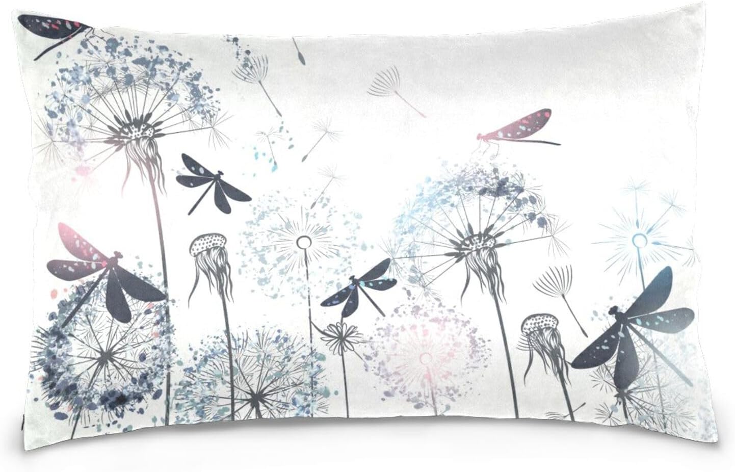 Fundas de almohada suaves y acogedoras con dientes de león y libélulas con cremallera de viaje, fundas de almohada