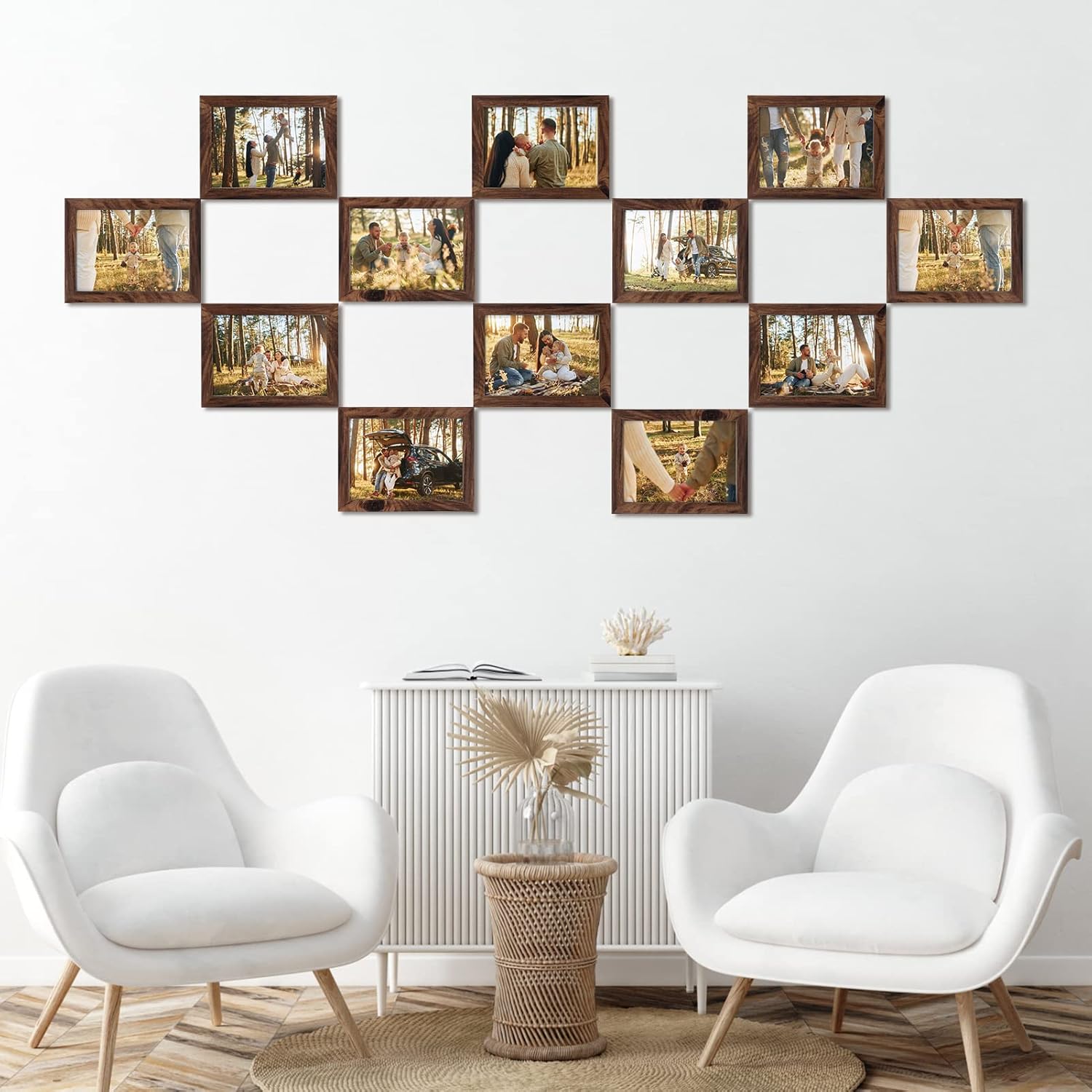 Giftgarden Juego de 12 portarretratos de 5 x 7 pulgadas, color madera de nogal rústico, de 5 x 7 pulgadas, a granel para pared o mesa