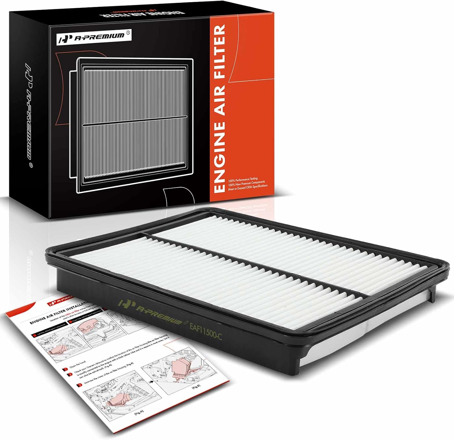 A-Premium Filtro de aire de motor compatible con Hyundai Santa Fe, Santa Fe Sport, Santa Fe XL y Kia Sorento, 2013-2019, 2.0L 2.4L 3.3L, panel