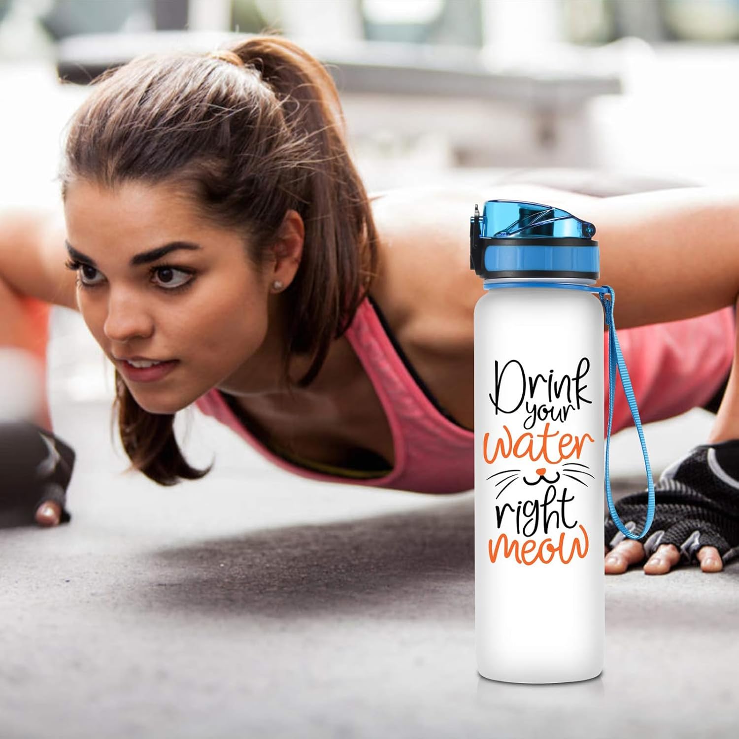Coolife Botella de agua de seguimiento motivacional de 32 onzas y 1 litro con marcador de tiempo por hora, bebe tu agua bien maulla, regalos