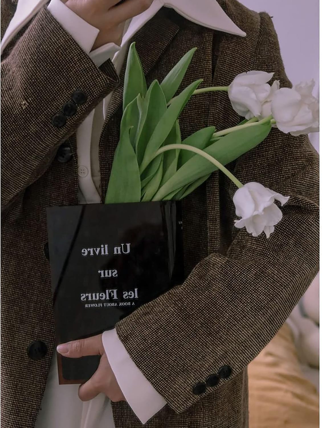 Jarrón de acrílico decorativo con sabor artístico y cultural, bonita decoración de estantería para flores, decoración moderna para bodas en casa y