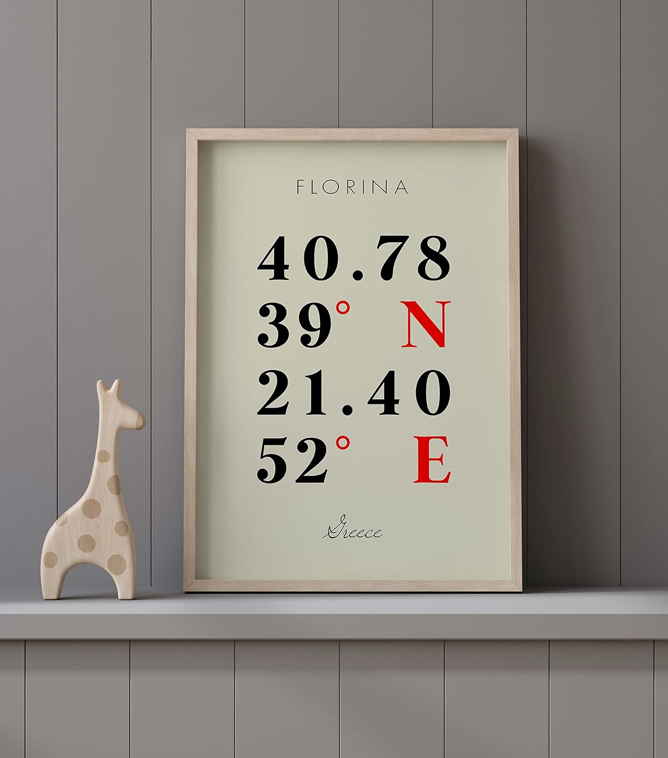 Mapa de Florina, Grecia, Coordenadas Multilíneas de Colores (8×10)