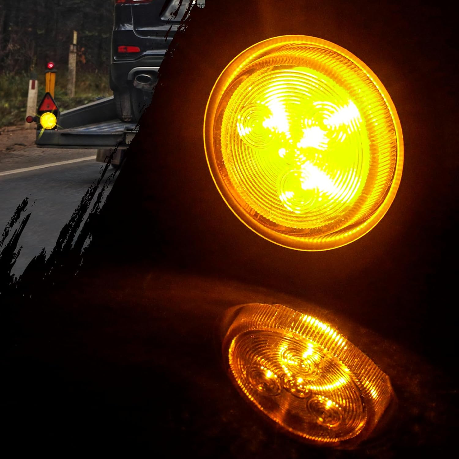 10 luces LED marcadoras de 2 pulgadas, (5 ámbares + 5 rojos), luces de marcador laterales de remolque, 9 diodos con reflectores para camiones de