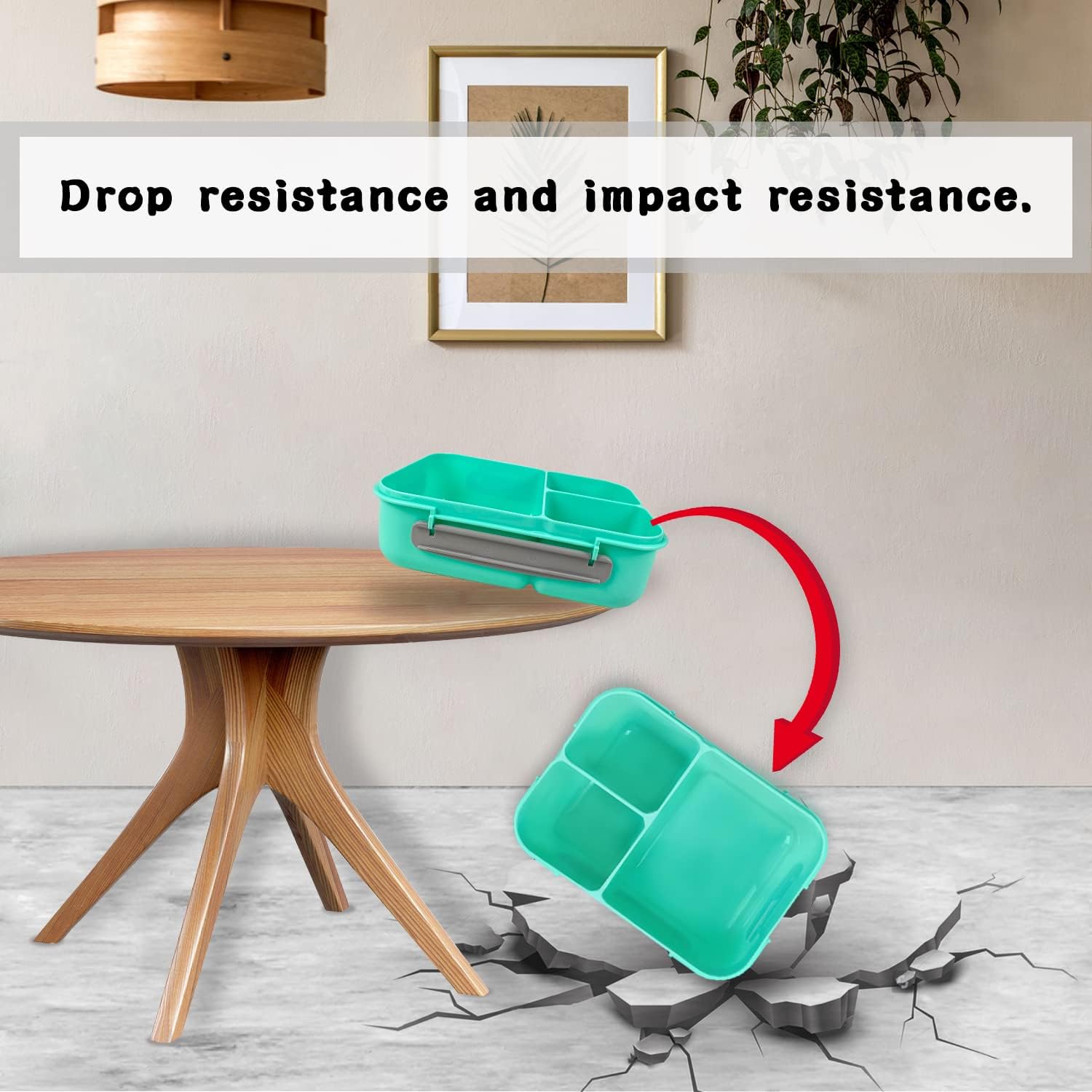 FITHOME Lonchera Bento a prueba de fugas con compartimentos y tenedor incluidos, lonchera reutilizable duradera para adultos, tamaño perfecto para