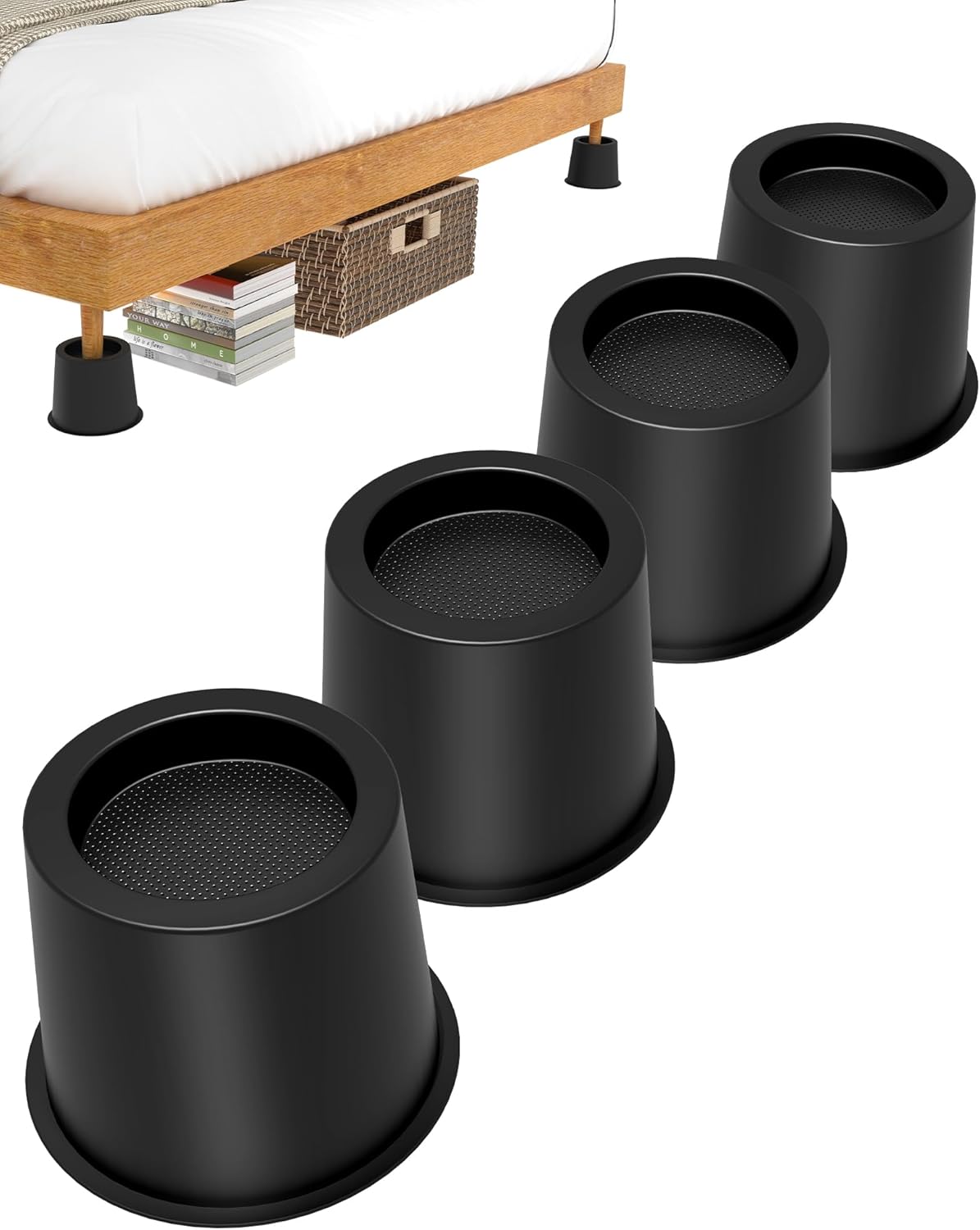 Elevador de cama de 4 pulgadas, elevador de cama resistente de 1500 libras para levantar cama, sofá, muebles en casa, dormitorio, universidad, 4