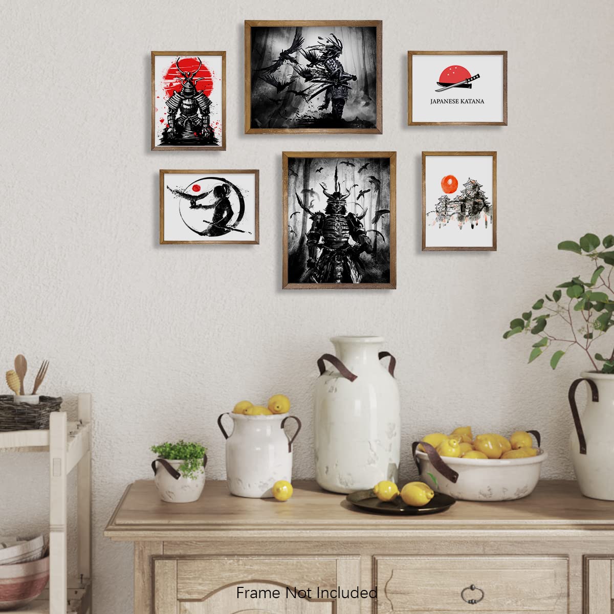 Japandi Home Decor – Japan Warrior Katana Picture Print – Bushido Karate Ninjas Japanese Themed Art Set – Japanese Samurai Poster Wall Art – Asian