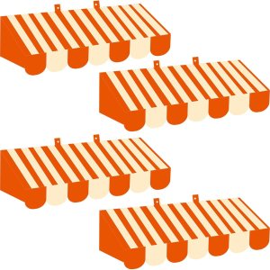 Datanly 4 piezas de decoración 3D para toldo de helados, carro de helado, fondo de pared pastel para baby shower, boda, fiesta de cumpleaños de Datanly 4 piezas de decoración 3D para toldo de helados, carro de helado, fondo de pared pastel para baby shower, boda, fiesta de cumpleaños de