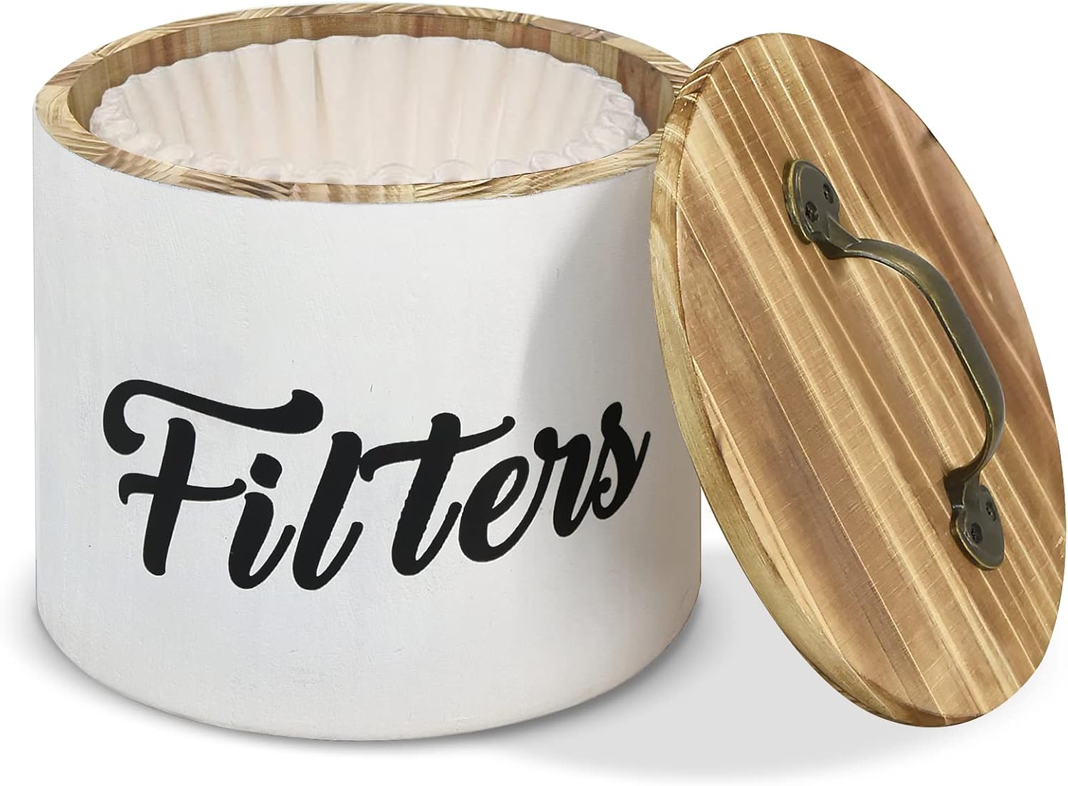 Soporte para filtro de café, cesta de almacenamiento de filtro blanco para mostrador, funda de madera, accesorios de barra de café, estación de