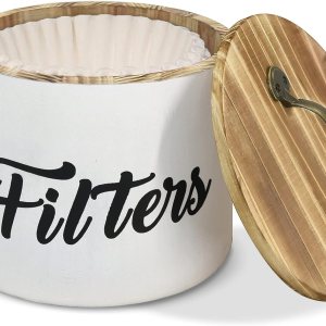 Soporte para filtro de café, cesta de almacenamiento de filtro blanco para mostrador, funda de madera, accesorios de barra de café, estación de Soporte para filtro de café, cesta de almacenamiento de filtro blanco para mostrador, funda de madera, accesorios de barra de café, estación de
