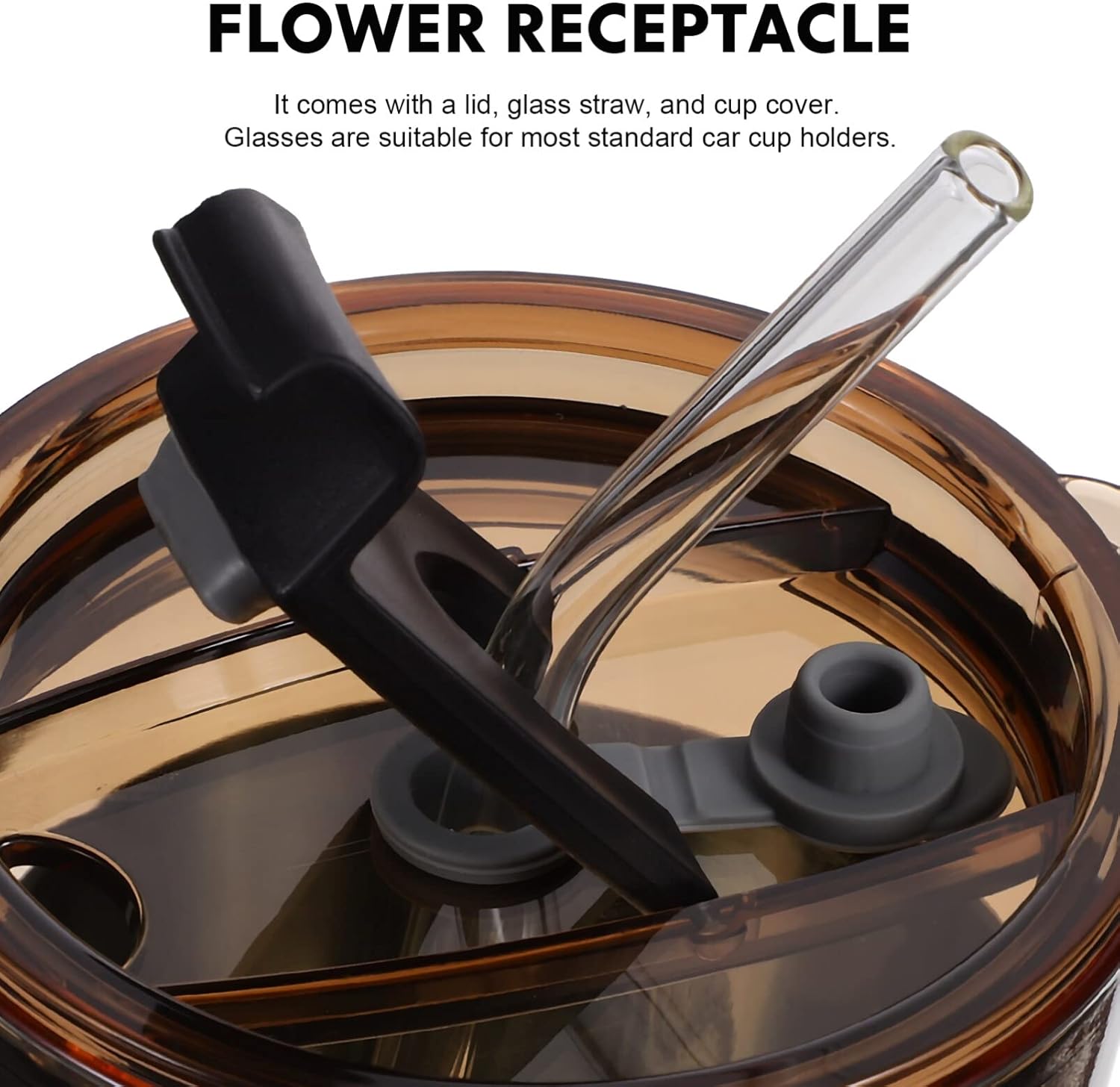UPKOCH 2 vasos de vidrio con tapa y pajita, vaso de 16 onzas, vaso de vidrio grueso para pared con tapa sellada, tazas de café helado con funda de