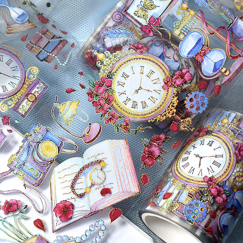 ZSALTT Cinta washi de PET de diseño vintage de mariposa y universo estrellado con efecto láserluz de concha para decoración de bricolaje (90486)