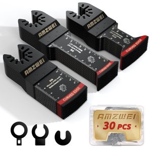 AMZWEI 30 hojas de sierra oscilantes bimetálicas, cuchillas multiherramienta profesionales de borde curvado para madera con clavos, metal, madera, AMZWEI 30 hojas de sierra oscilantes bimetálicas, cuchillas multiherramienta profesionales de borde curvado para madera con clavos, metal, madera,