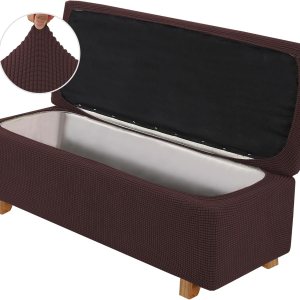 H.VERSAILTEX Funda elástica para otomana, estilo de 2 piezas, plegable, protector de muebles, fundas otomanas rectangulares con parte inferior H.VERSAILTEX Funda elástica para otomana, estilo de 2 piezas, plegable, protector de muebles, fundas otomanas rectangulares con parte inferior