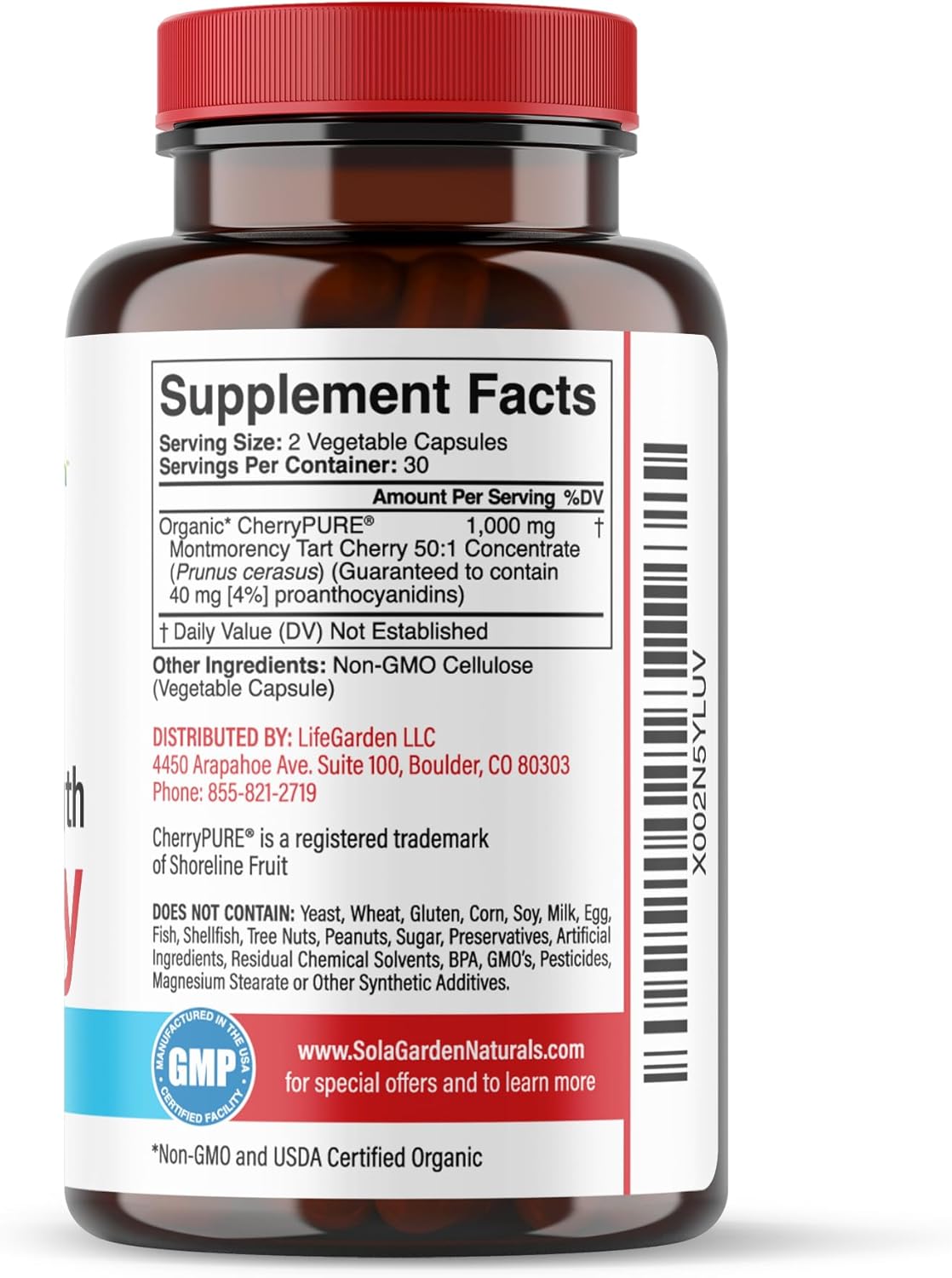 Suplemento orgánico de cereza agria Montmorency Super Strength  Concentrado 501 cultivado en los Estados Unidos  Contiene cereza orgánica