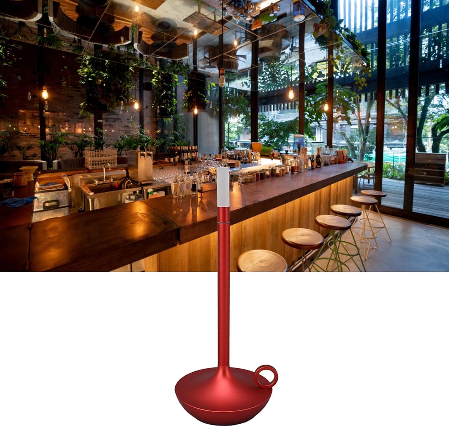 Hyuduo Lámpara de mesa inalámbrica, innovadora forma de vela, lámpara de escritorio LED recargable con 3 niveles de brillo, aspecto elegante para