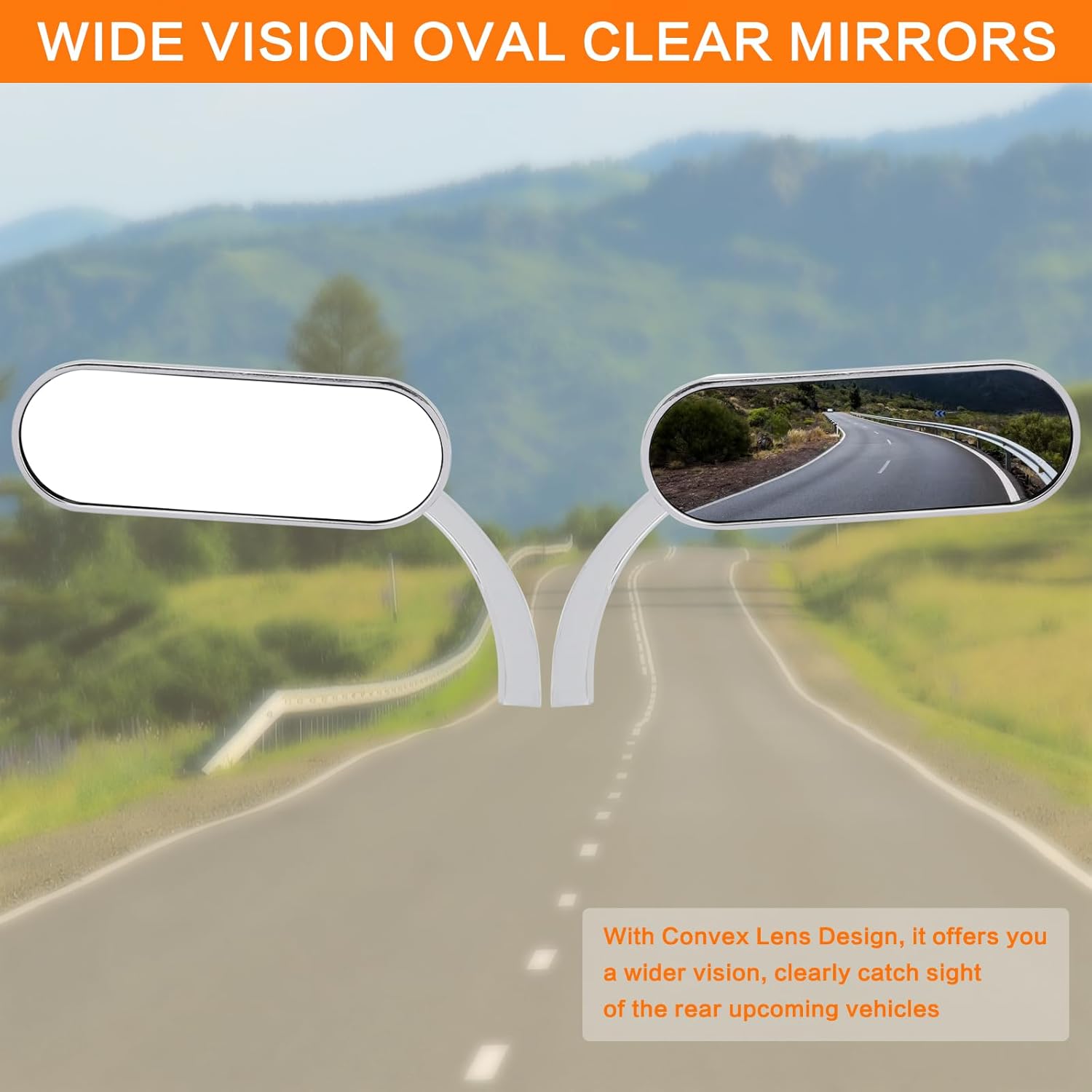 LKV Mini espejos retrovisores ovalados para motocicleta, 0.315 in, 0.394 in, retrovisor, universal, rotación de 360 grados, repuesto cromado para