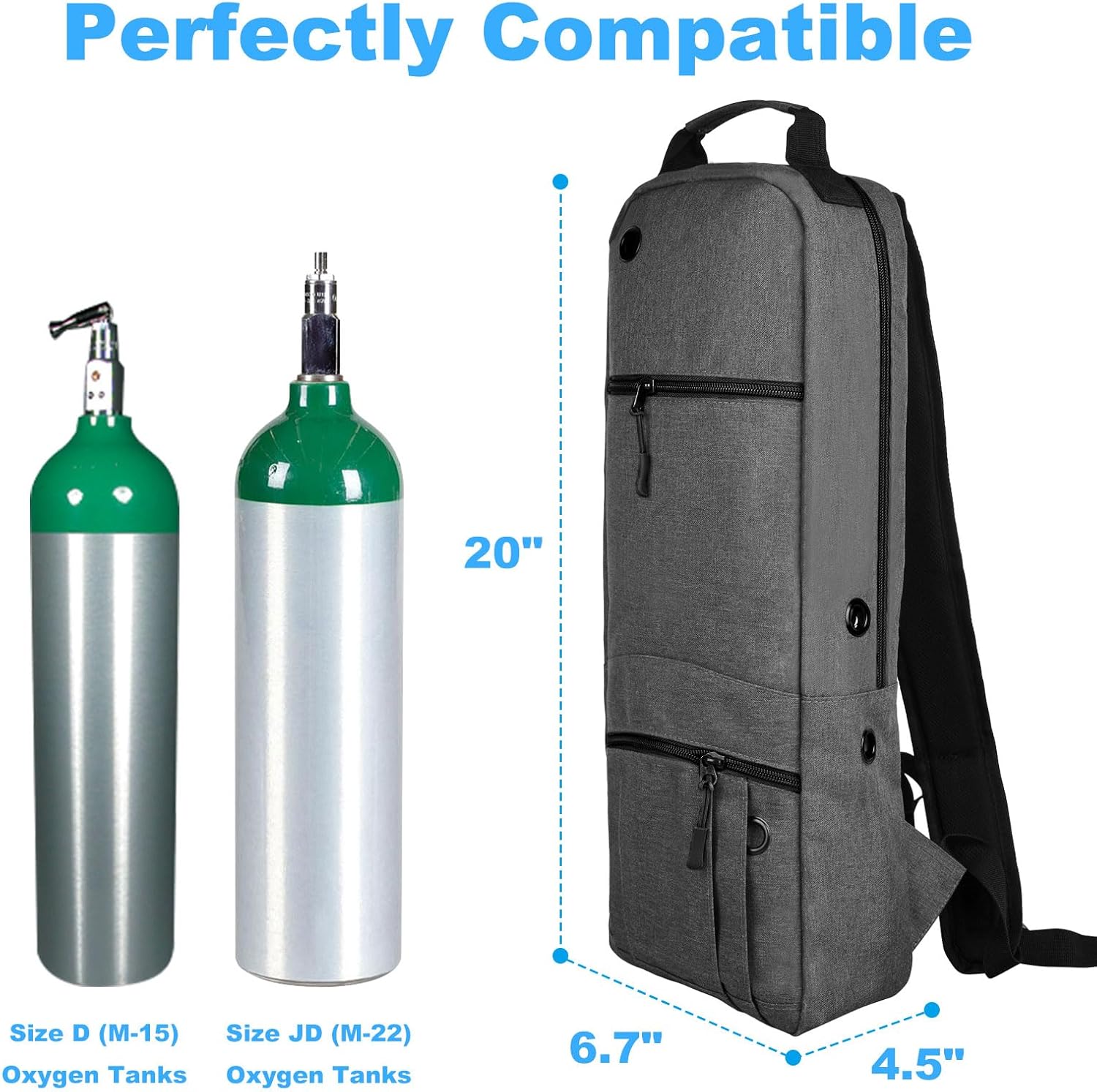 Soporte portátil para mochila con tanque de oxígeno solo para tamaño D (M-15), cómoda mochila con cilindro de oxígeno médico con correas duraderas,