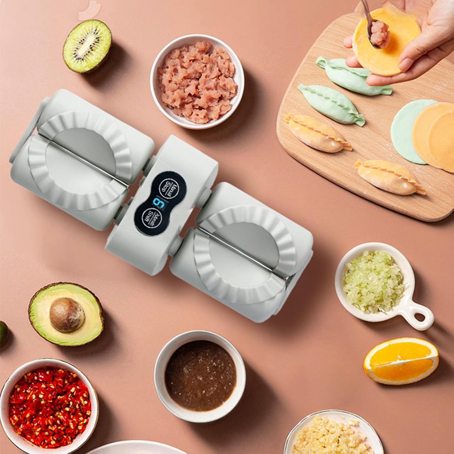 Pelmeni Maker, máquina automática para hacer albóndigas para ravioles, Gyoza Maker USB máquina de bola de masa eléctrica molde para hacer albóndigas