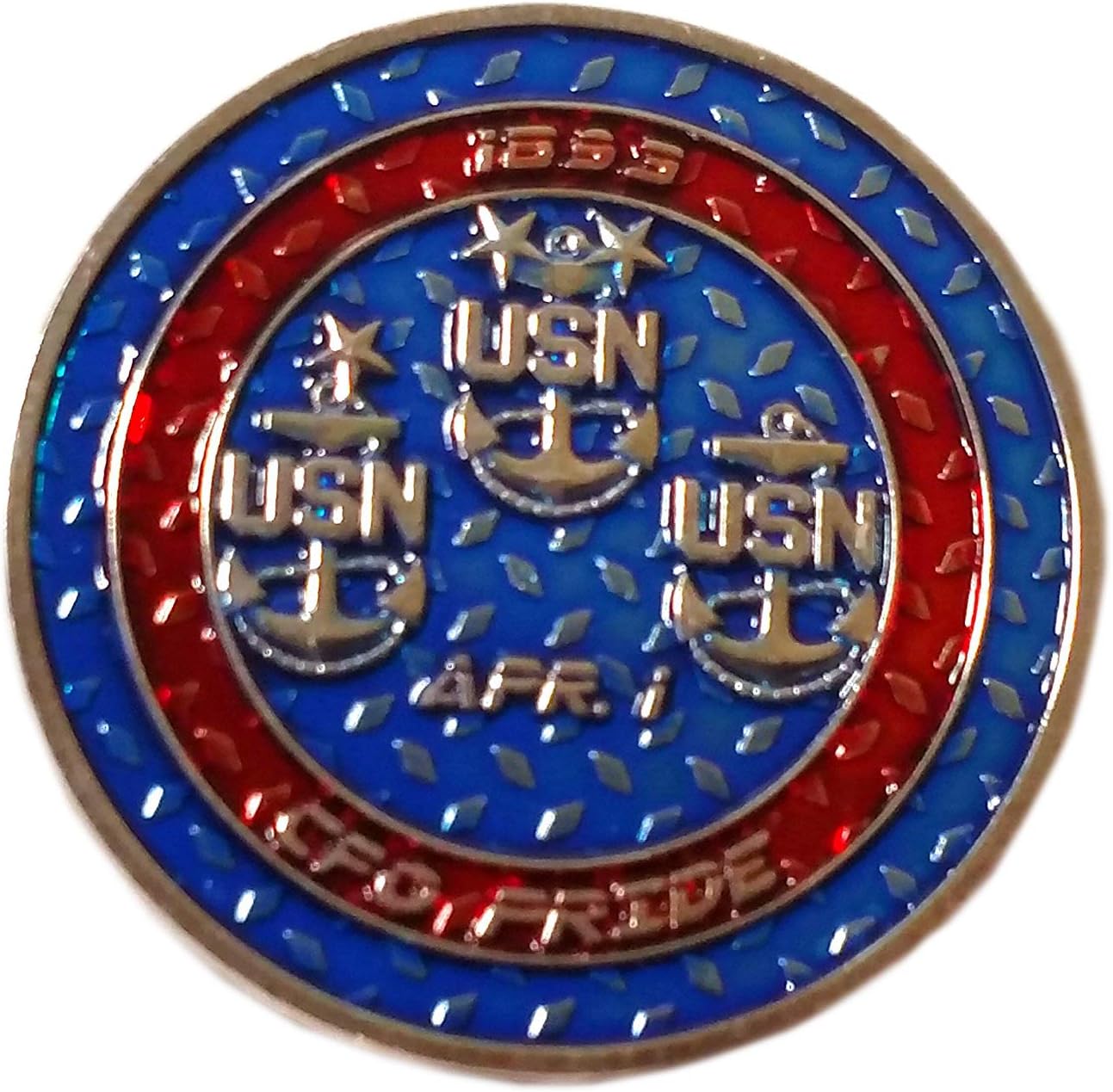 USN Navy Ask the Chief PRIDE Moneda conmemorativa – Rojo Azul Plata – Servicio de honor y héroes, Rojo, blanco y plateado., Patriótico,