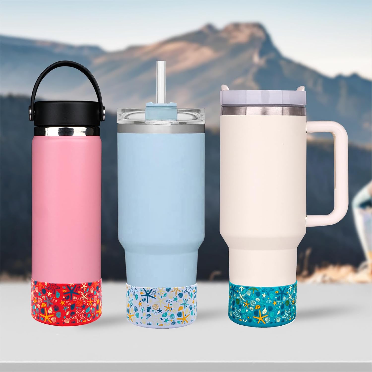 HEYSKAY Base protectora de silicona para funda de maletero de 12 a 40 onzas para vaso Stanley Hydro Flask, Yeti, Simple Modern, accesorios para