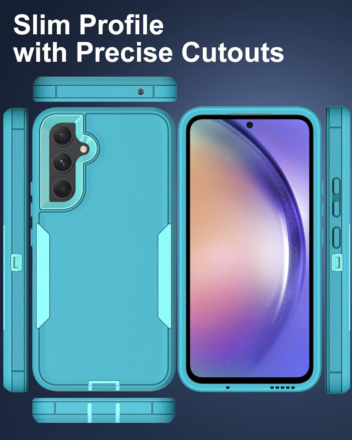 Dahkoiz Funda para Samsung Galaxy S23-FE y protector de pantalla de vidrio, cubierta de puerto a prueba de polvo, cubierta de goma de silicona de