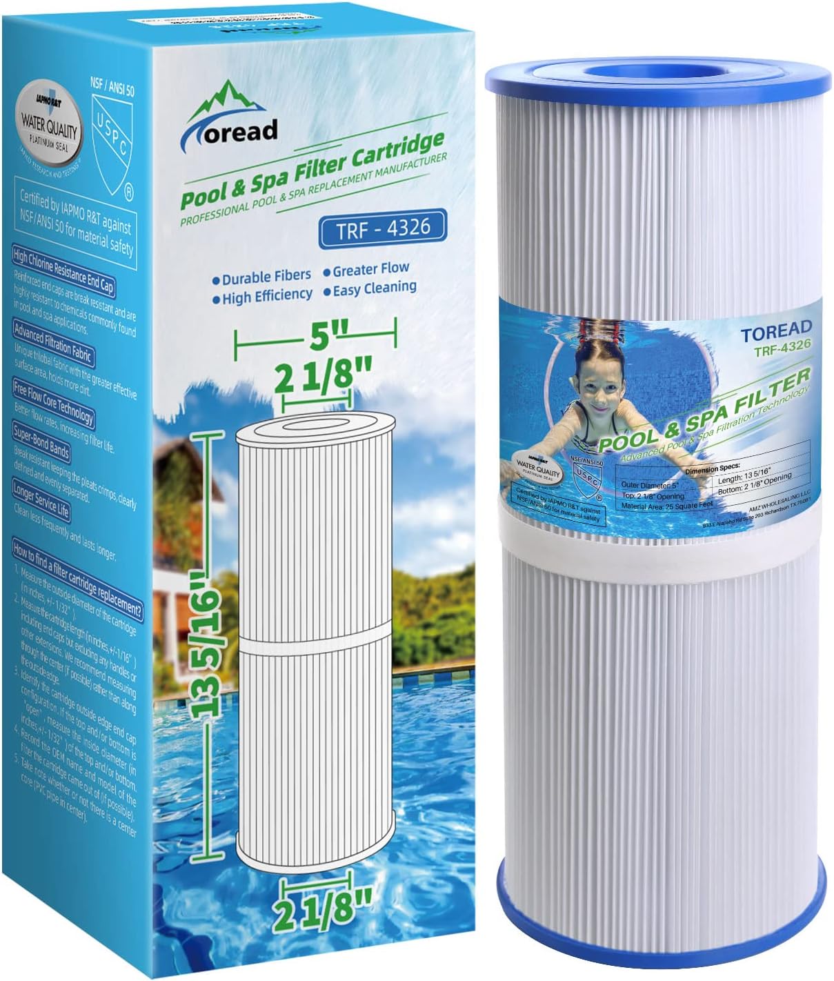 TOREAD Replacement for Spa Filter PRB25-IN Unicel C-4326 Filbur FC-2375 FC-2370 R173429 3005845 17-2327 100586 33521 25392 817-2500 Guardian 413-106 TOREAD Replacement for Spa Filter PRB25-IN Unicel C-4326 Filbur FC-2375 FC-2370 R173429 3005845 17-2327 100586 33521 25392 817-2500 Guardian 413-106