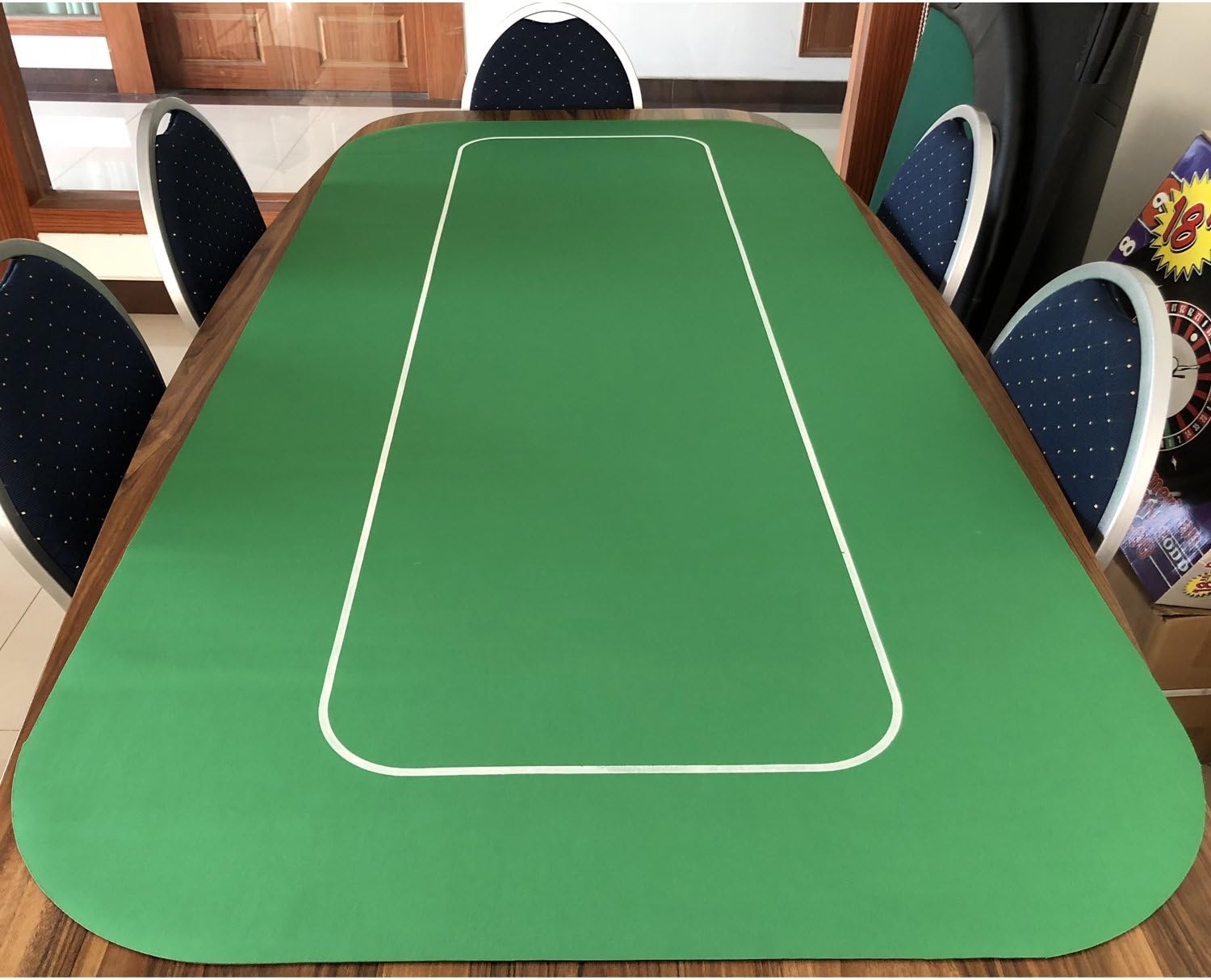 Yuanhe Tapete de mesa de póquer, fieltro de póquer de 36 x 72 pulgadas, cubierta de mesa de póquer portátil de goma Texas Hold’em con bolsa de