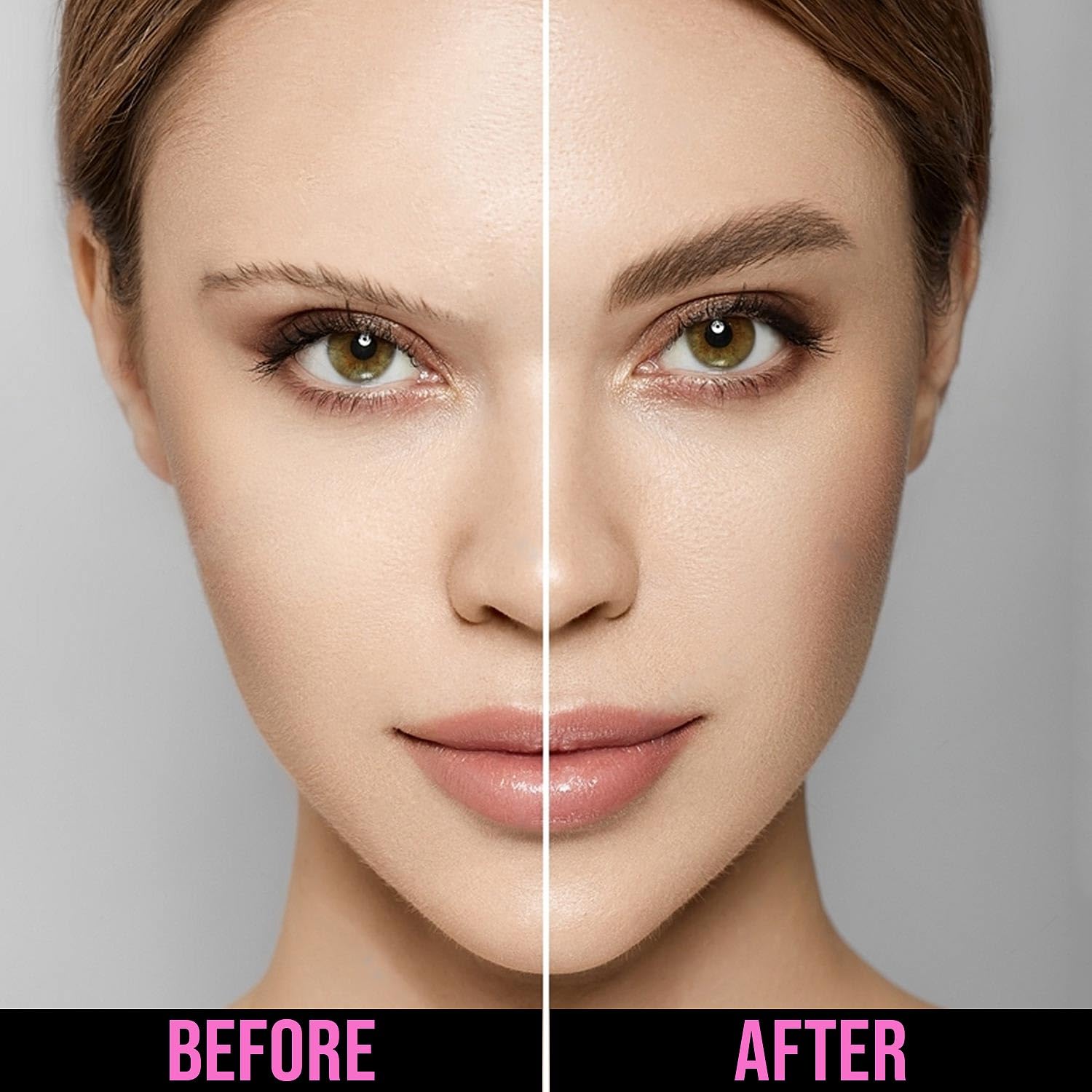 Kit de sellos para cejas, impermeable, fácil de usar, kit de plantillas para cejas de aspecto natural, con bolsa de viaje y dos tubos de tamaño