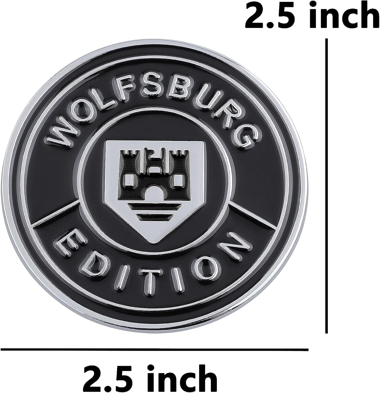 Emblema redondo de la edición A Wolfsburg de 2.5 pulgadas, decoración personalizada para automóvil, calcomanía de aleación de aluminio 3D,