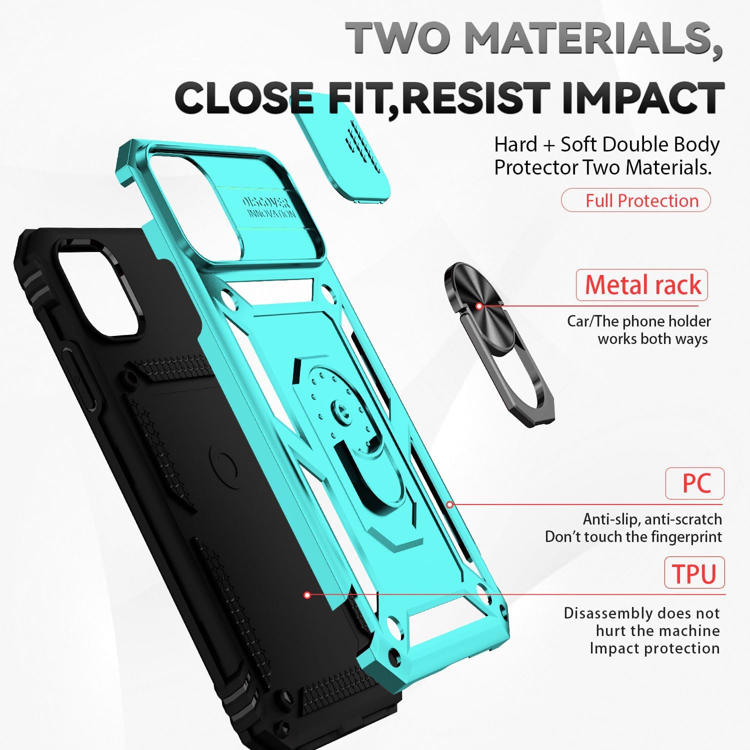 Funda para iPhone 11 Pro con cubierta para lente de cámara, protector de pantalla HD, doble capa de protección contra caídas de grado militar,