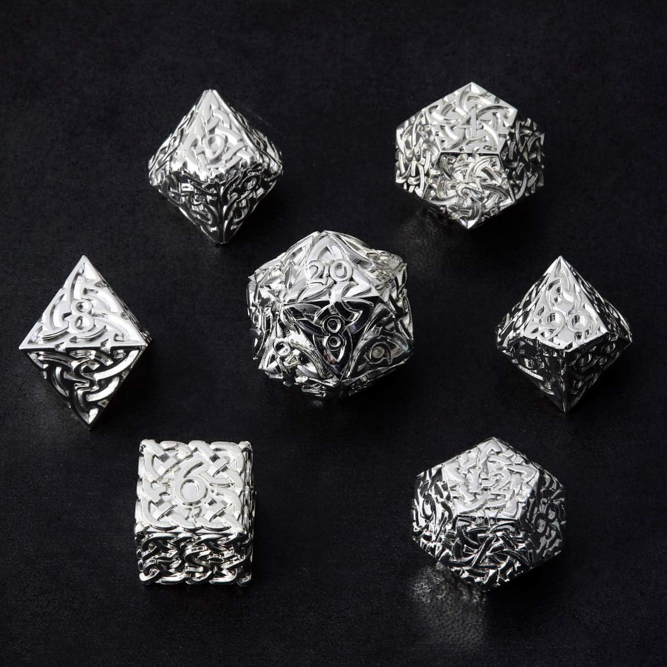 KakapopoTCG. – Juego de dados de metal poliédrico, 7 piezas, extra pesado, extra grande, para Dungeons and Dragons. Call of Cthulhu, Pathfinder,