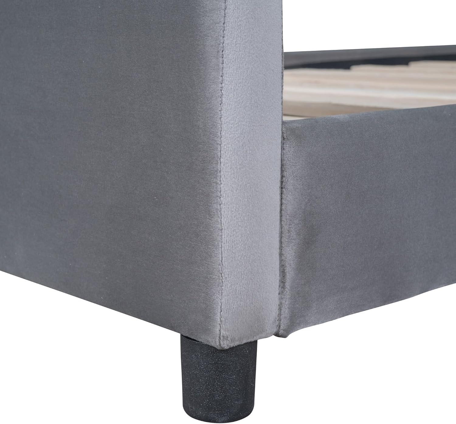 Marco tapizado de cama individual para niños con bonita cabecera de dibujos animados, cama de plataforma doble de madera para niñas y niños