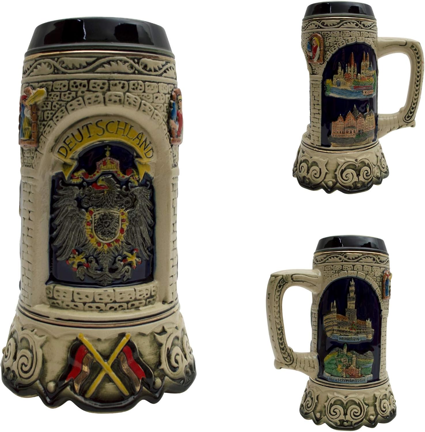 1 litro  OktoberfestHaus Regalos para amantes de la cerveza Pintada a mano Taza alemana grande Escenas Alemana Cerveza Cerveza Cervecera Jarra