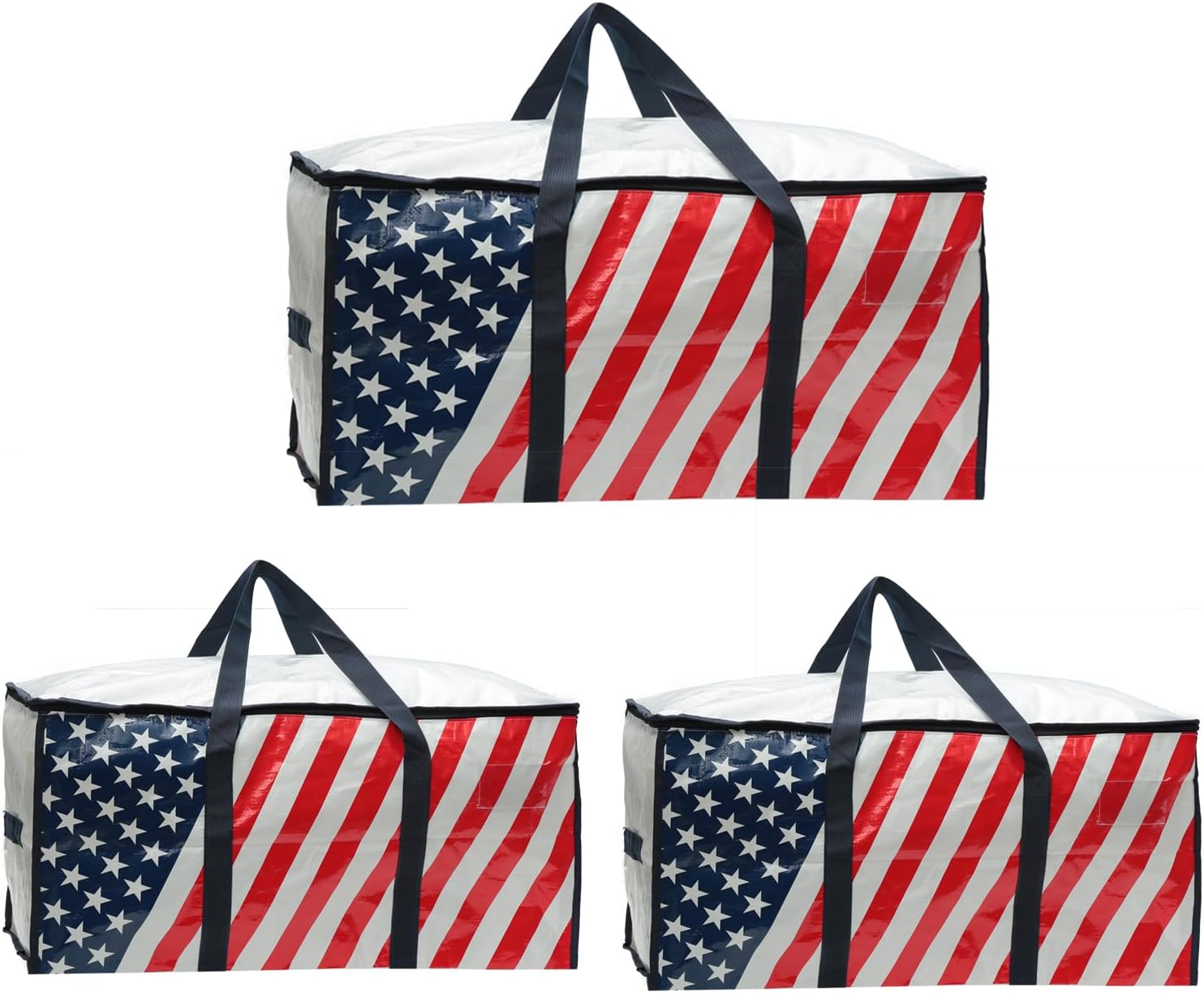 Paquete de 3 bolsas de mudanza extra grandes y resistentes, bolsas de almacenamiento impermeables con cremallera y asas, correas de mochila fuertes