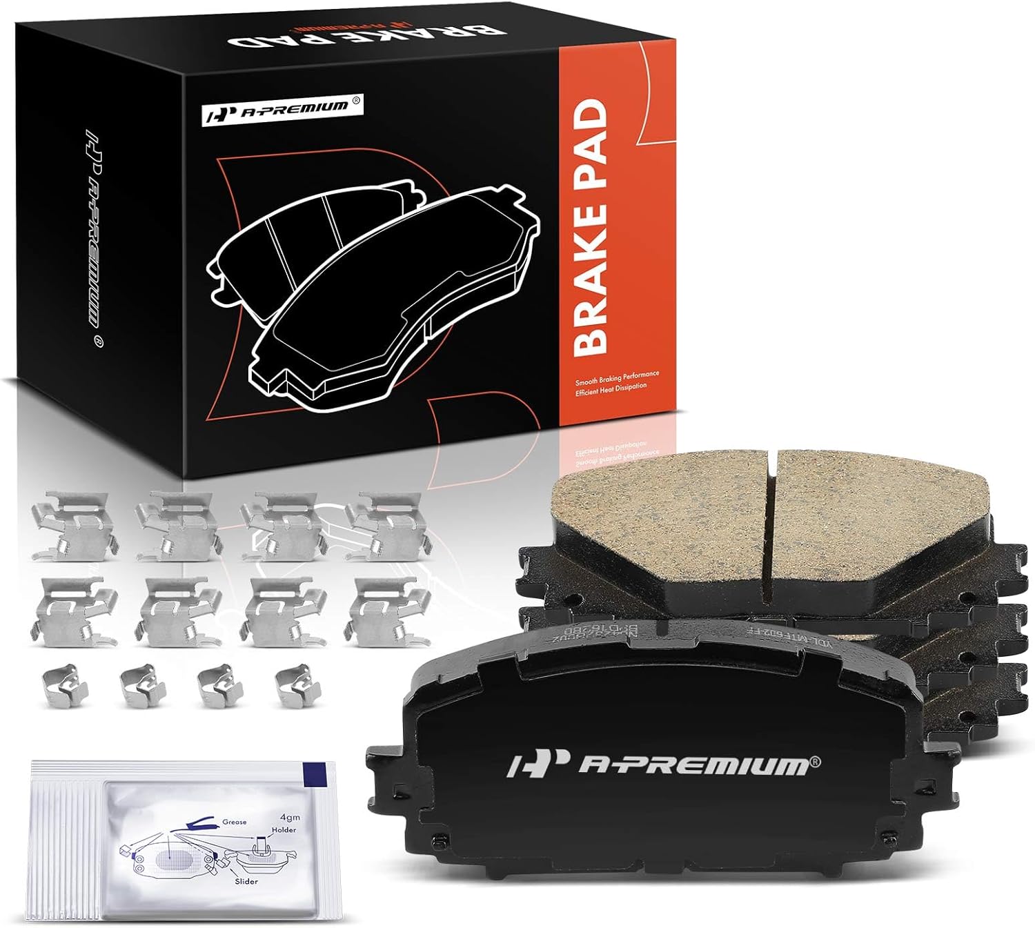 A-Premium Juego de pastillas de freno de disco de cerámica delanteras compatibles con Toyota Yaris 2012-2018, 4 piezas