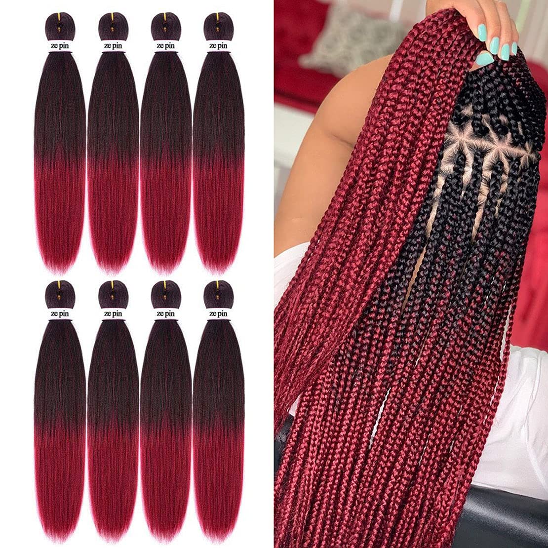 Cabello trenzado preestirado de 26 pulgadas, 8 paquetes de cabello profesional suave Yaki para trenzas, ajuste de agua caliente, extensiones de