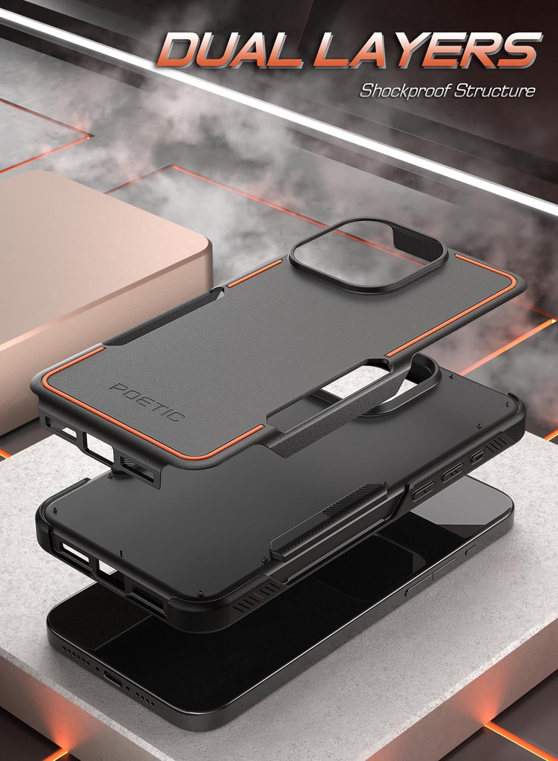 Poetic Neon Series – Funda para iPhone 15 Pro Max, de doble capa, resistente, resistente, ligera, delgada, a prueba de golpes, protección contra