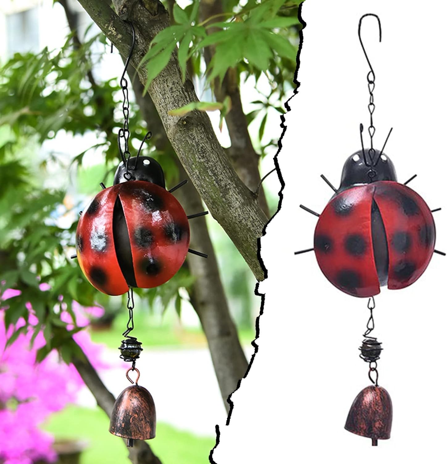 Campanillas de viento para campanillas de viento conmemorativas de metal de abeja, campanillas de viento pintadas decorativas creativas colgantes de