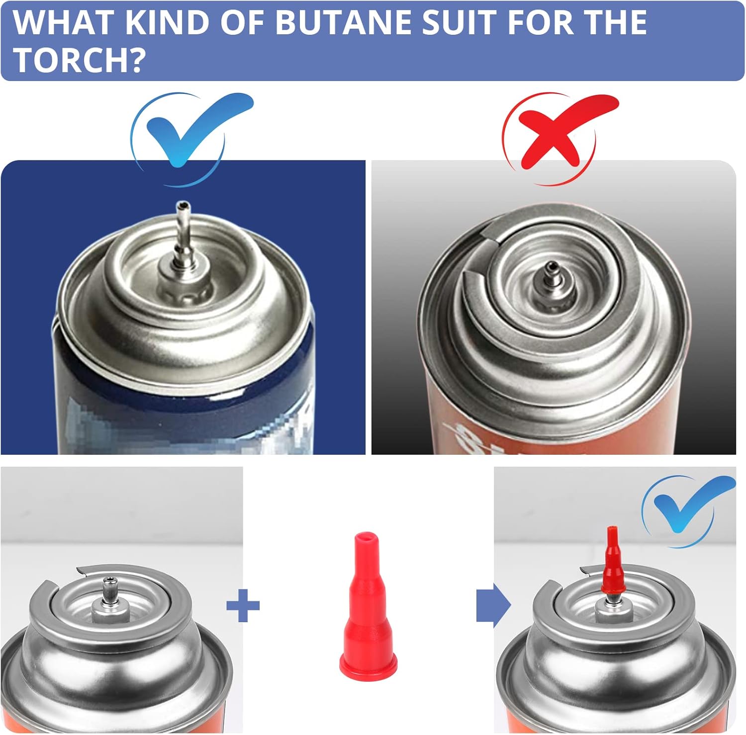 Sondiko Potente soplete de butano de llama de estilo dual, encendedor de butano de tamaño de llama triple ajustable, soplete recargable con bloqueo
