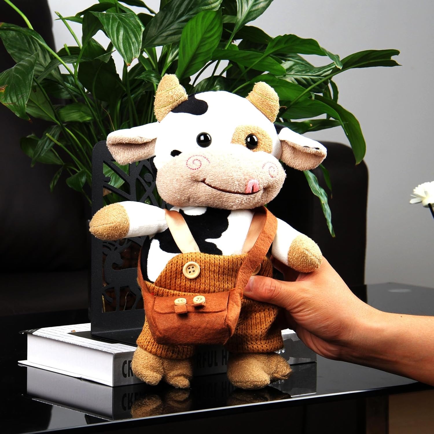 Juguete de peluche de ganado vaca, almohada de leche grande de 12 pulgadas, peluche suave de ganado, almohada de abrazo de vaca, muñeca de animales