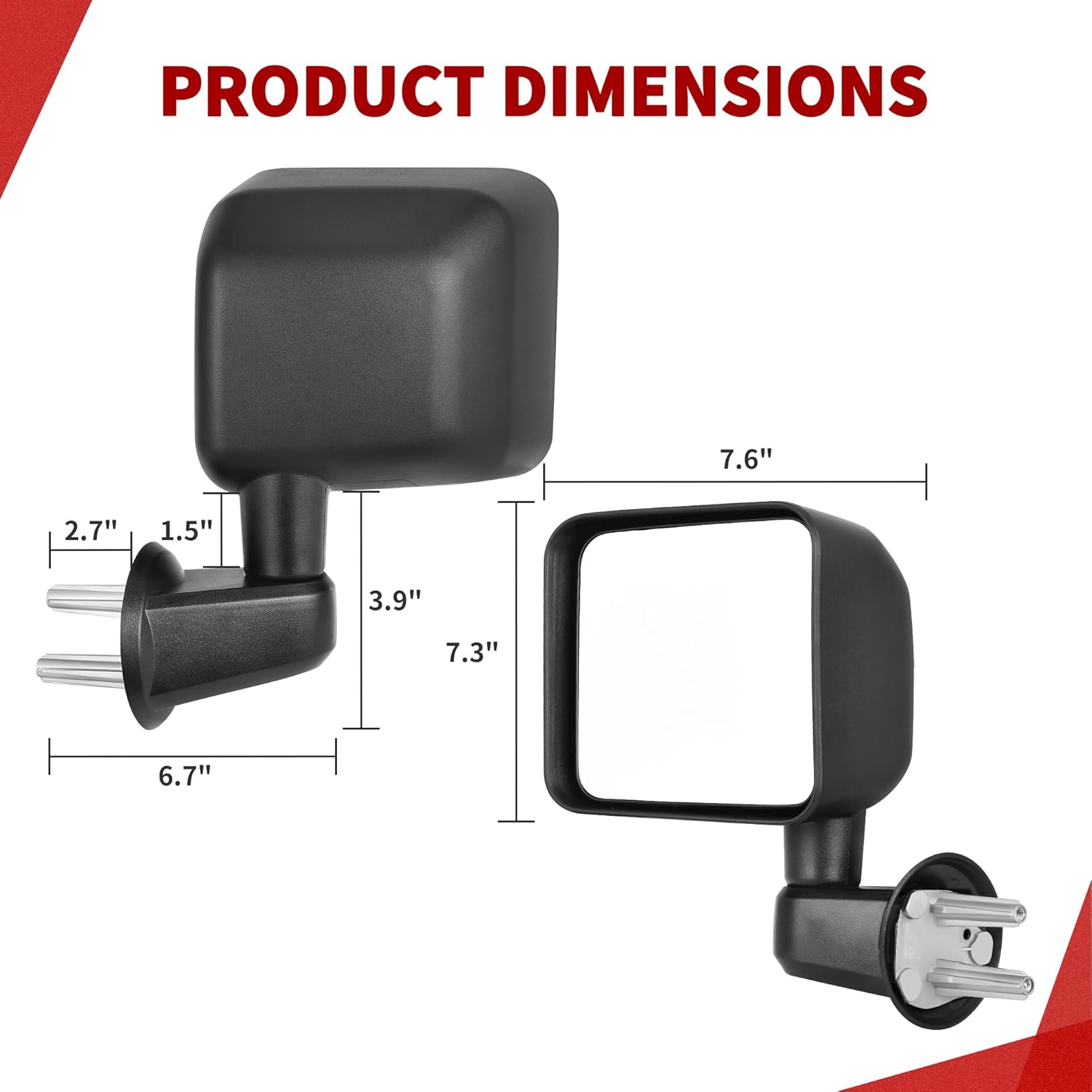 YITAMOTOR Espejo lateral izquierdo del conductor compatible con Wrangler JK 2007 2008 2009 2010 2011 2012 2013 2014 2015 2016 2017 Espejo retrovisor