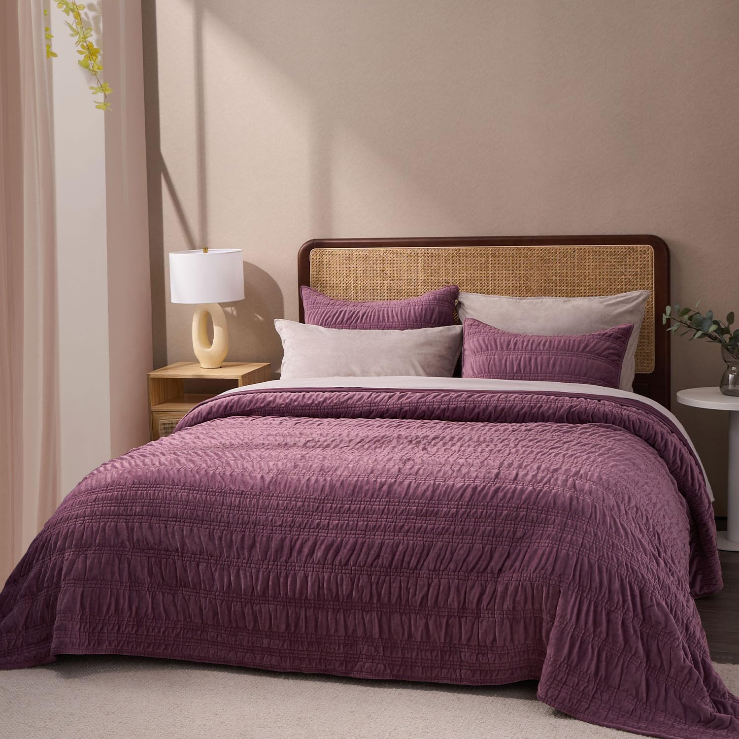 EVERGRACE Juego de edredón de terciopelo de lujo, tamaño Queen, ropa de cama de terciopelo ultrasuave, juego de colcha de terciopelo fruncido, juego