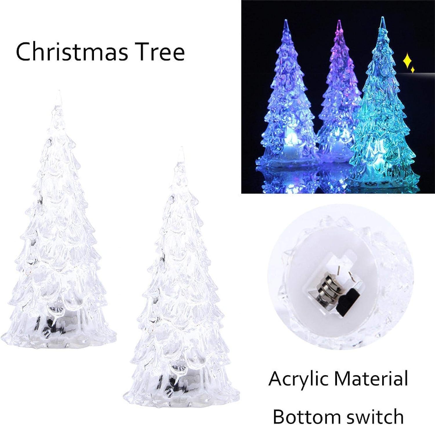 Sayoc Paquete de 3 árboles de Navidad LED acrílicos azules, juego 2023 con 7 luces que cambian de color, perfecto para decoración navideña