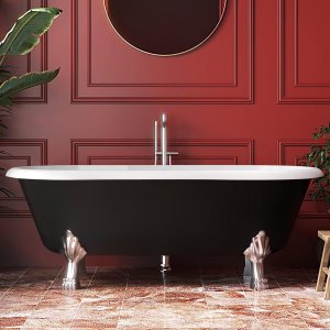 Bañera independiente de acrílico de 59 pulgadas, bañera independiente con patas de garra, bañera de remojo con desbordamiento ranurado integrado, Bañera independiente de acrílico de 59 pulgadas, bañera independiente con patas de garra, bañera de remojo con desbordamiento ranurado integrado,