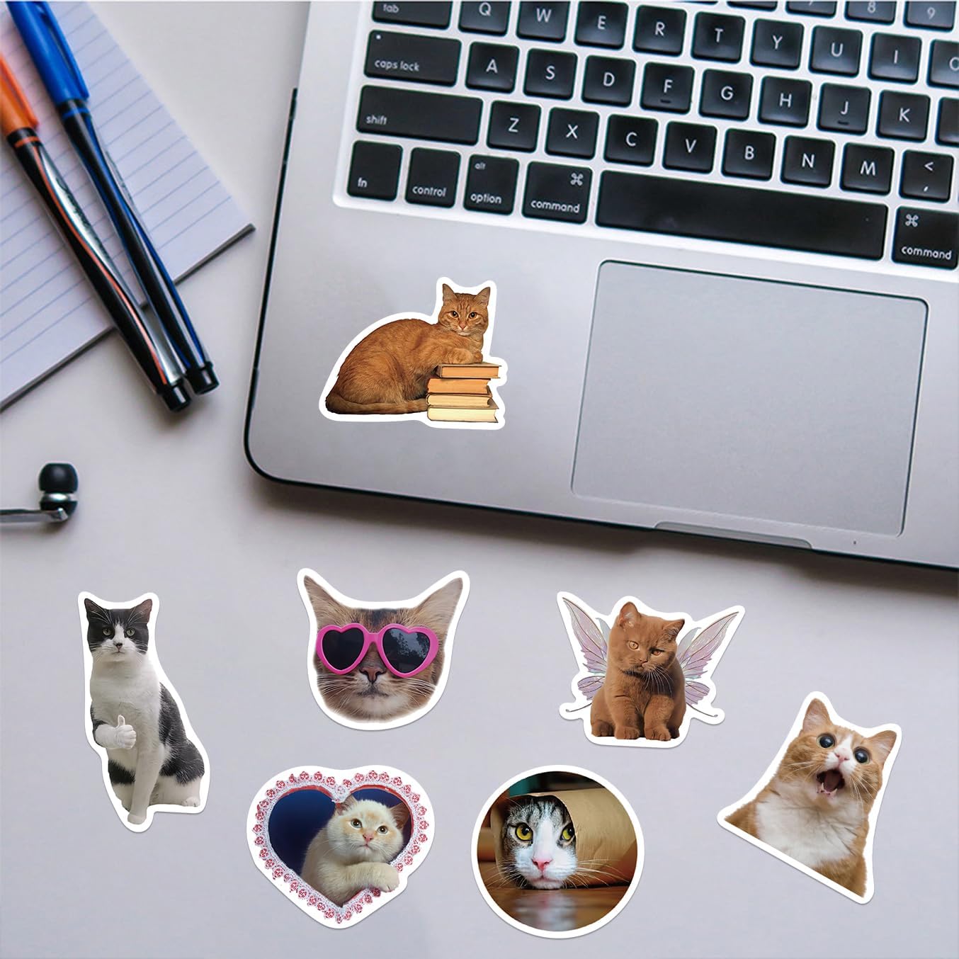50 calcomanías de gatos bonitos, divertidas calcomanías de meme de gatos para niños, adolescentes y adultos, calcomanías de vinilo impermeables para