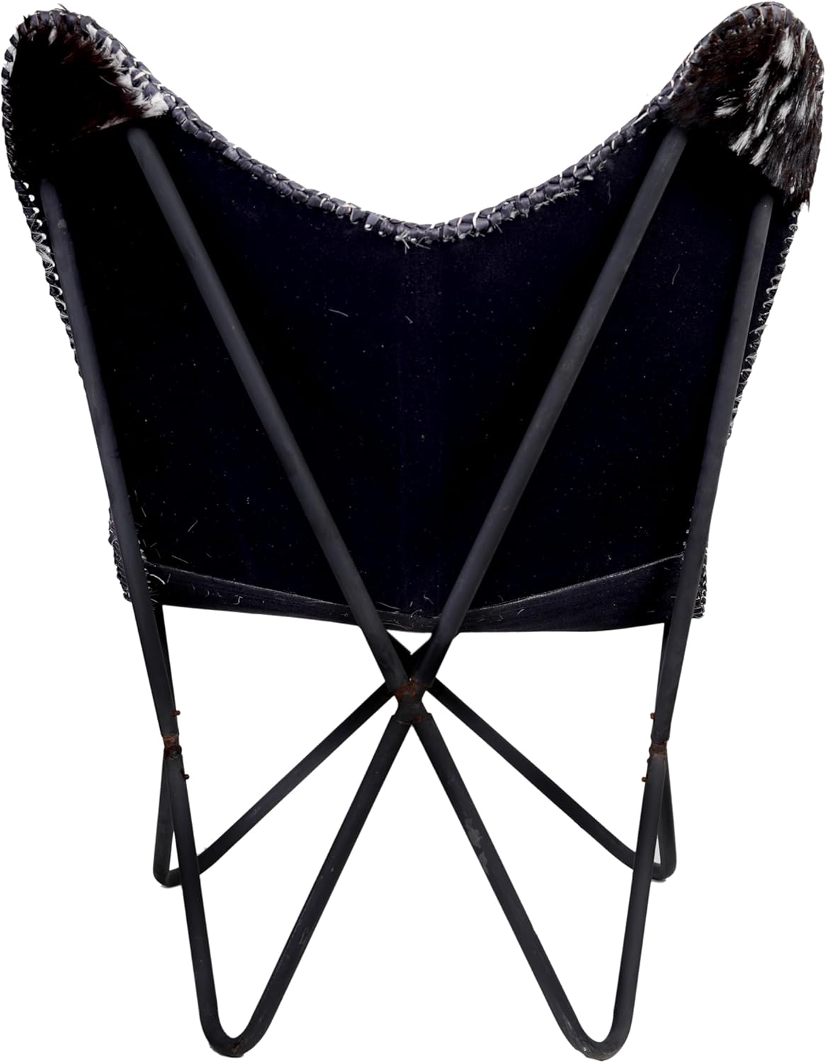 Silla de mariposa de cuero hecha a mano para sala de estar – Silla lateral de cuero Stich Silla mariposa marrón blanco