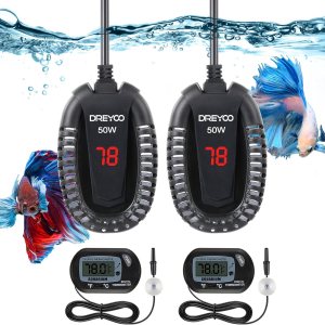 Paquete de 2 calentadores de acuario pequeños de 50 W, calentador sumergible para tanque de peces pequeños para calentador de tanque Betta Turtle de Paquete de 2 calentadores de acuario pequeños de 50 W, calentador sumergible para tanque de peces pequeños para calentador de tanque Betta Turtle de