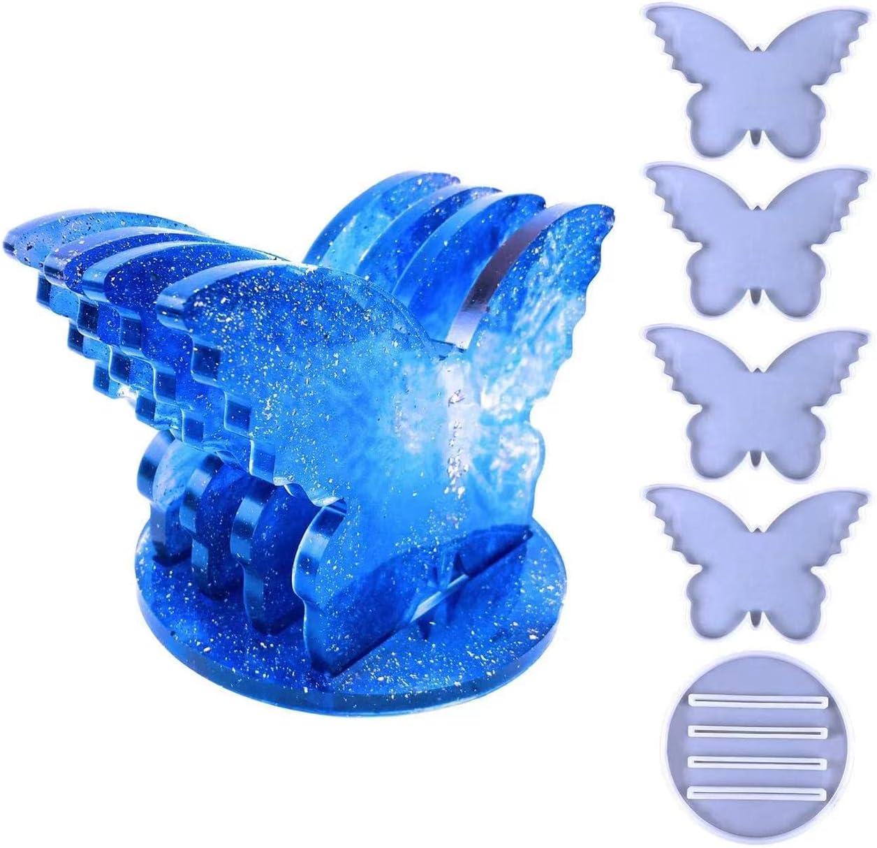 Moldes de posavasos de resina, moldes de mariposa de gran tamaño para resina epoxi para fundición de resina, 4 moldes de posavasos con molde de