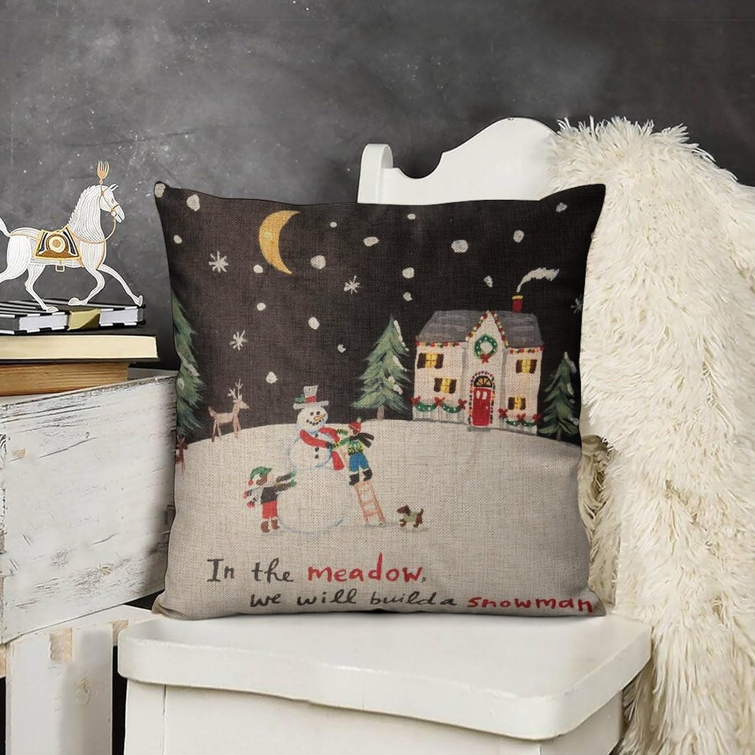Funda de almohada navideña con diseño de muñeco de nieve de 18 x 18 pulgadas, para sofá, decoración de otoño y Acción de Gracias, para el hogar